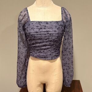 Hollister Floral Square Neck Long Sleeve Top Size XS